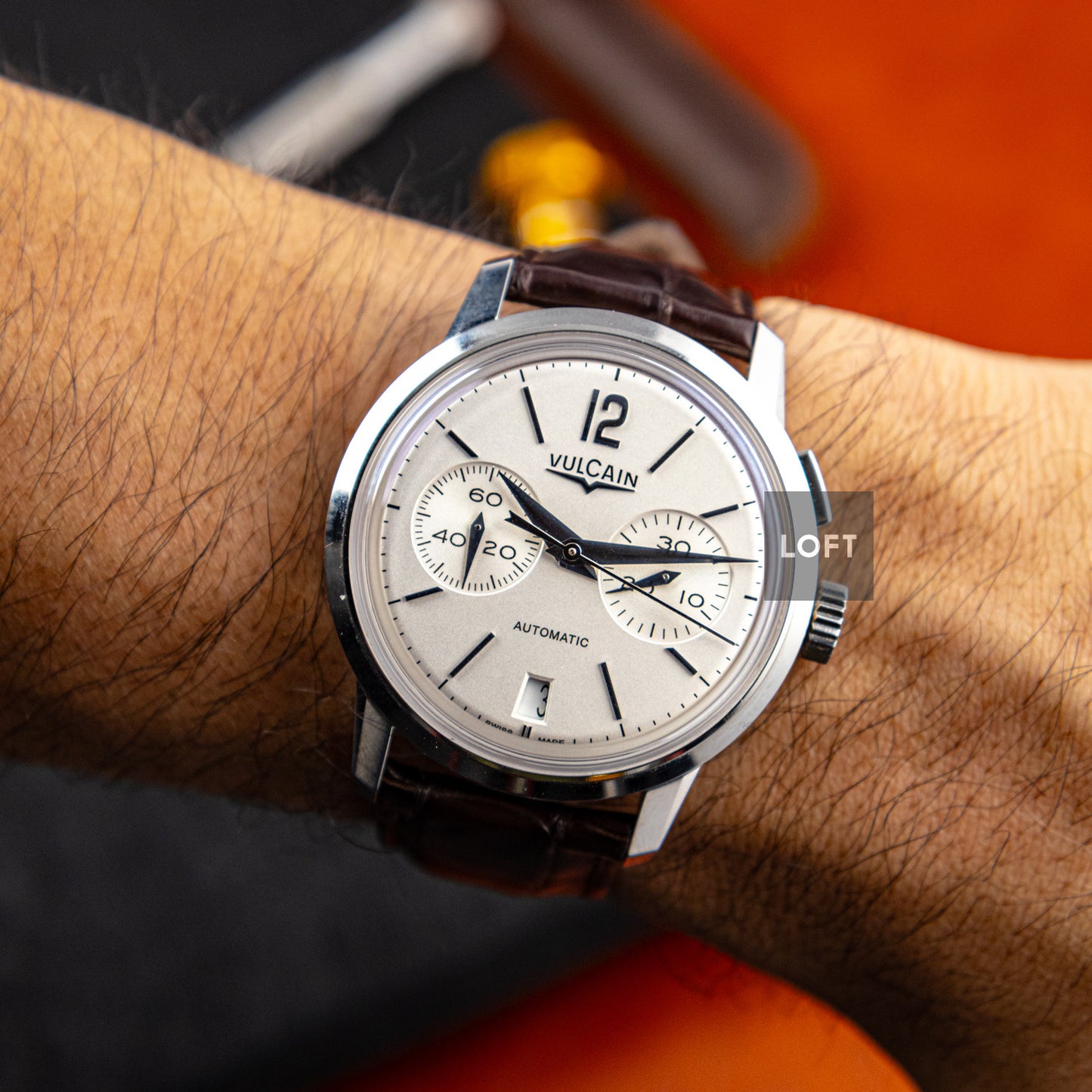 Vulcain 50s Presidents Chronograph Silver Dial 42 mm