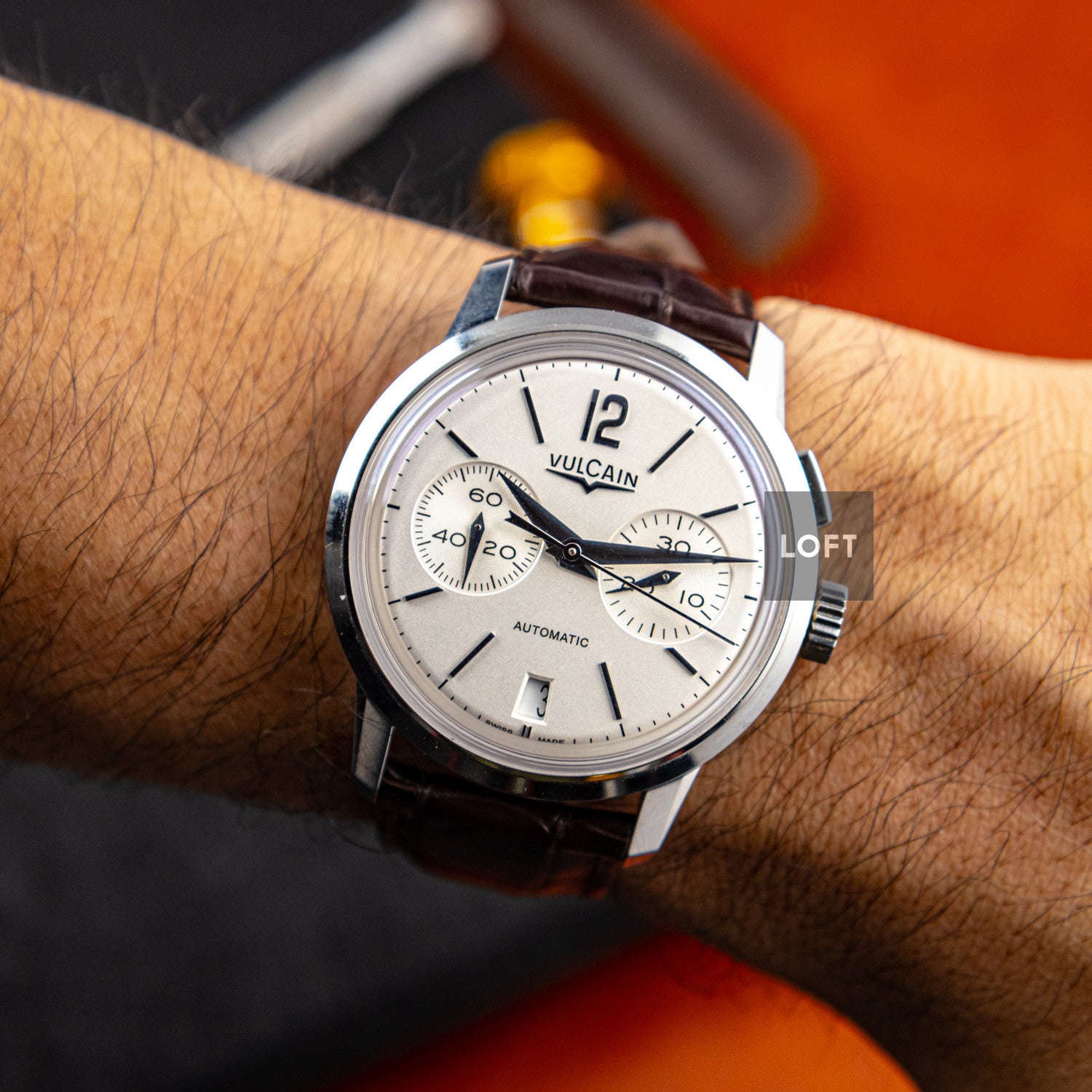 Vulcain 50s Presidents Chronograph Silver Dial 42 mm