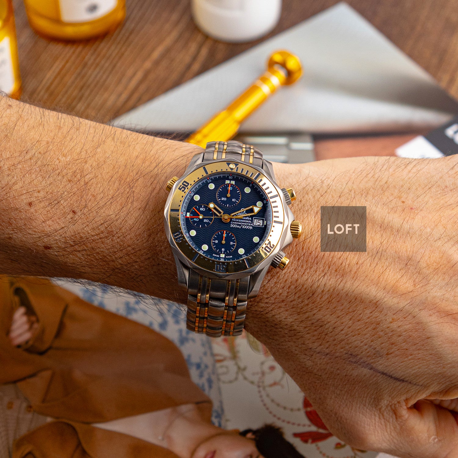 OMEGA Seamaster ゴールド シルバー 時計 オメガ シーマスター デ・ヴィル クロスラインダイヤル トップ