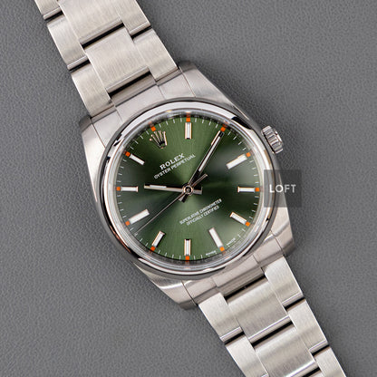 Rolex Oyster Perpetual 114200 Olive Green Dial 34mm