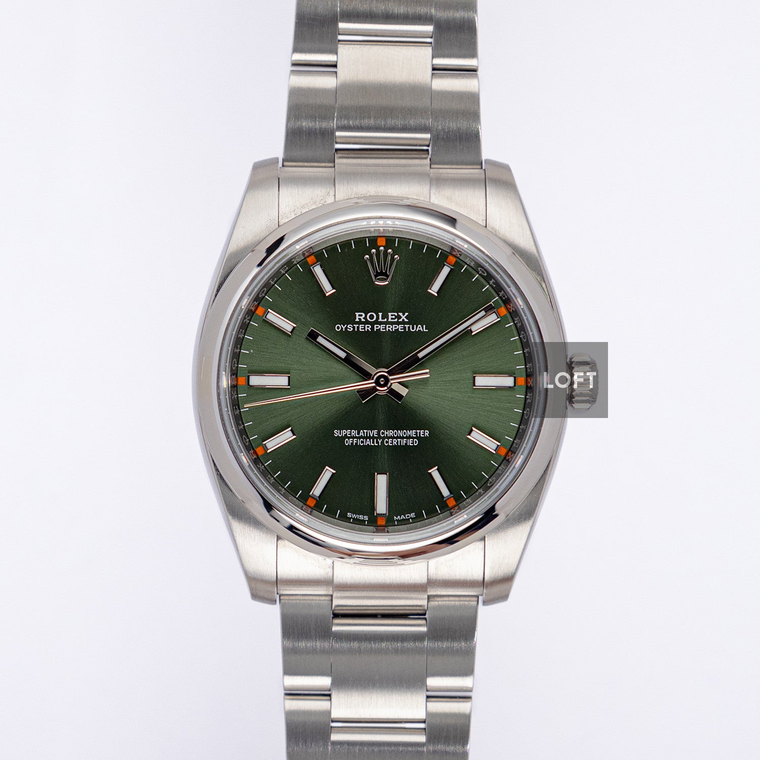 Rolex Oyster Perpetual 114200 Olive Green Dial 34mm