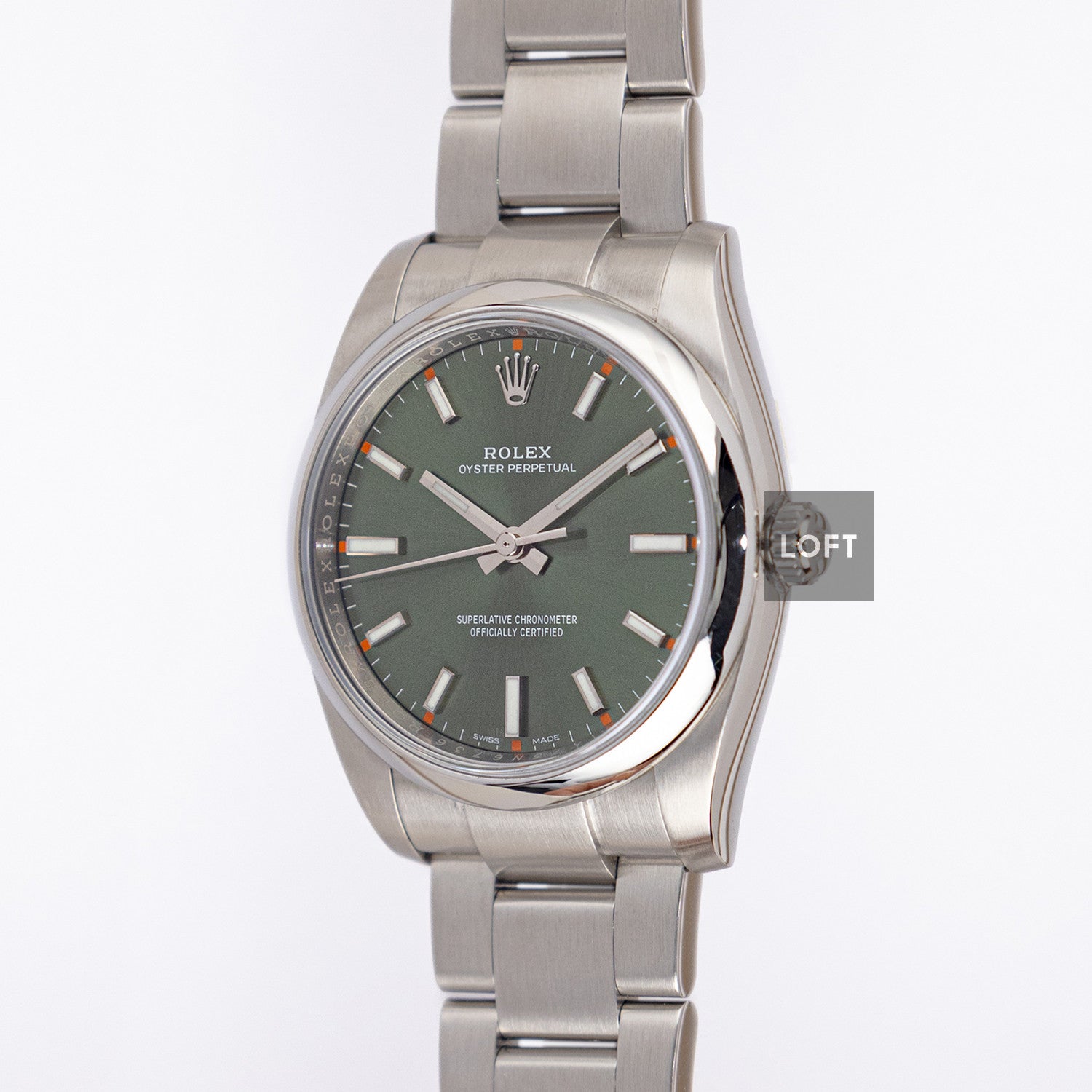Rolex Oyster Perpetual 114200 Olive Green Dial 34mm