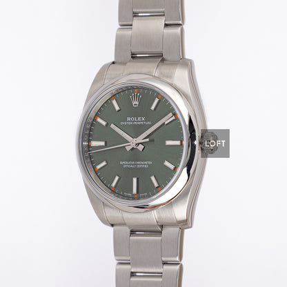 Rolex Oyster Perpetual 114200 Olive Green Dial 34mm