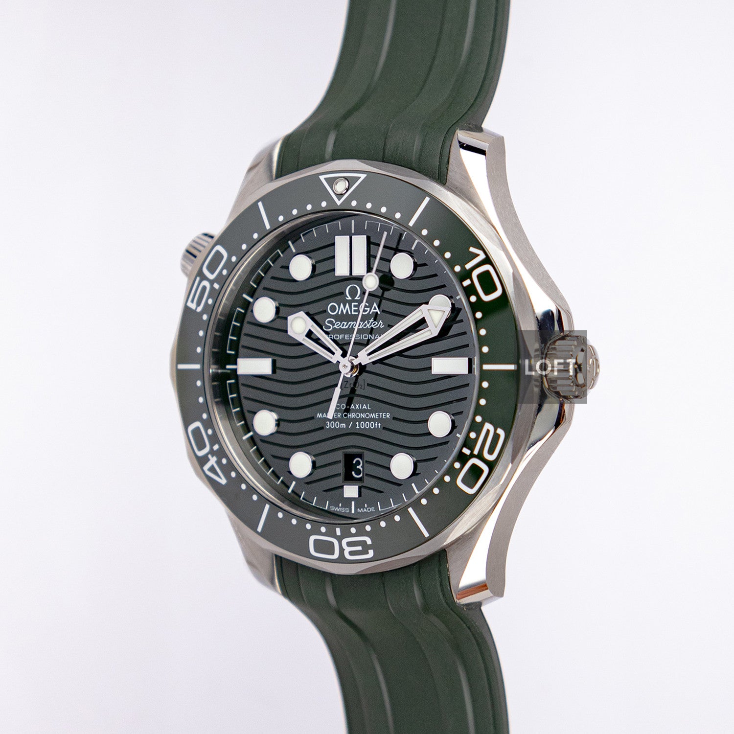Omega Seamaster Diver 300M Green Rubber Strap 42mm