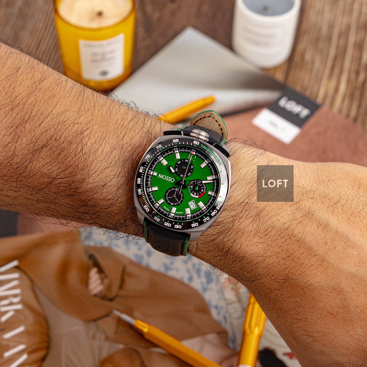 Mosso Italia Bull Head Quartz Chronograph Green 42mm