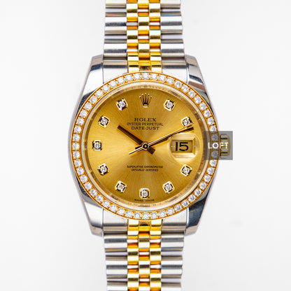 Rolex Datejust 116243 Yellow Gold Diamond 36mm