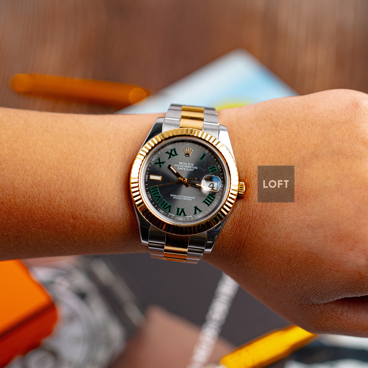 116333 On Wrist Rolex Datejust II 116333 Rolesor Slate Roman 41mm