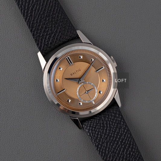 Baltic Prismic Salmon Manual Wind Leather Strap 36mm