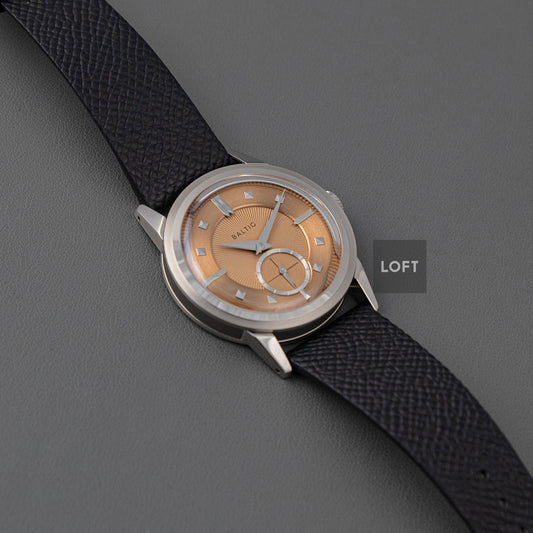 Baltic Prismic Salmon Manual Wind Leather Strap 36mm