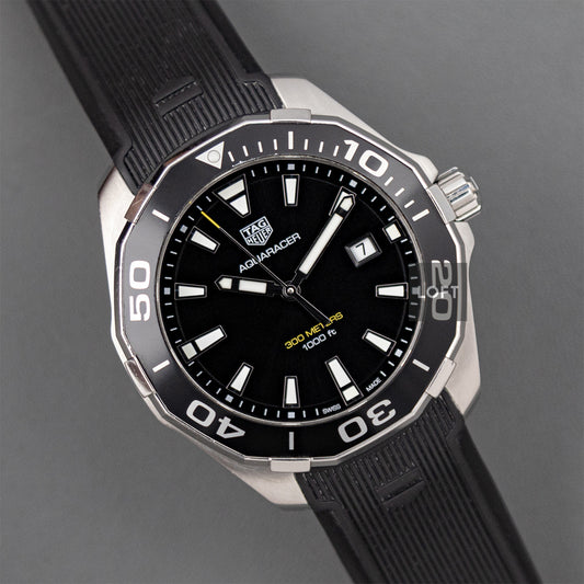 TAG Heuer Aquaracer Quartz Black Dial Rubber 43mm