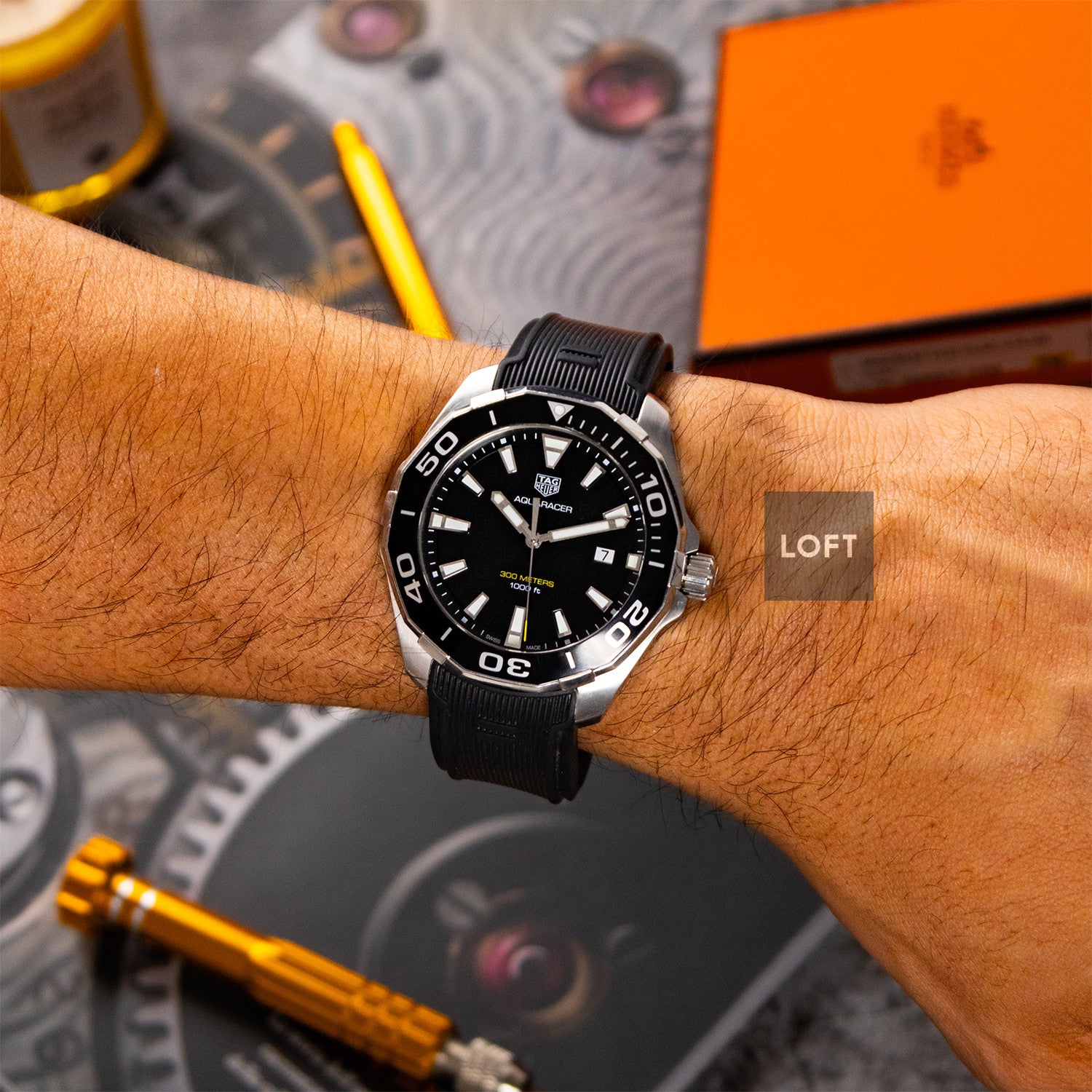 TAG Heuer Aquaracer Quartz Black Dial Rubber 43mm