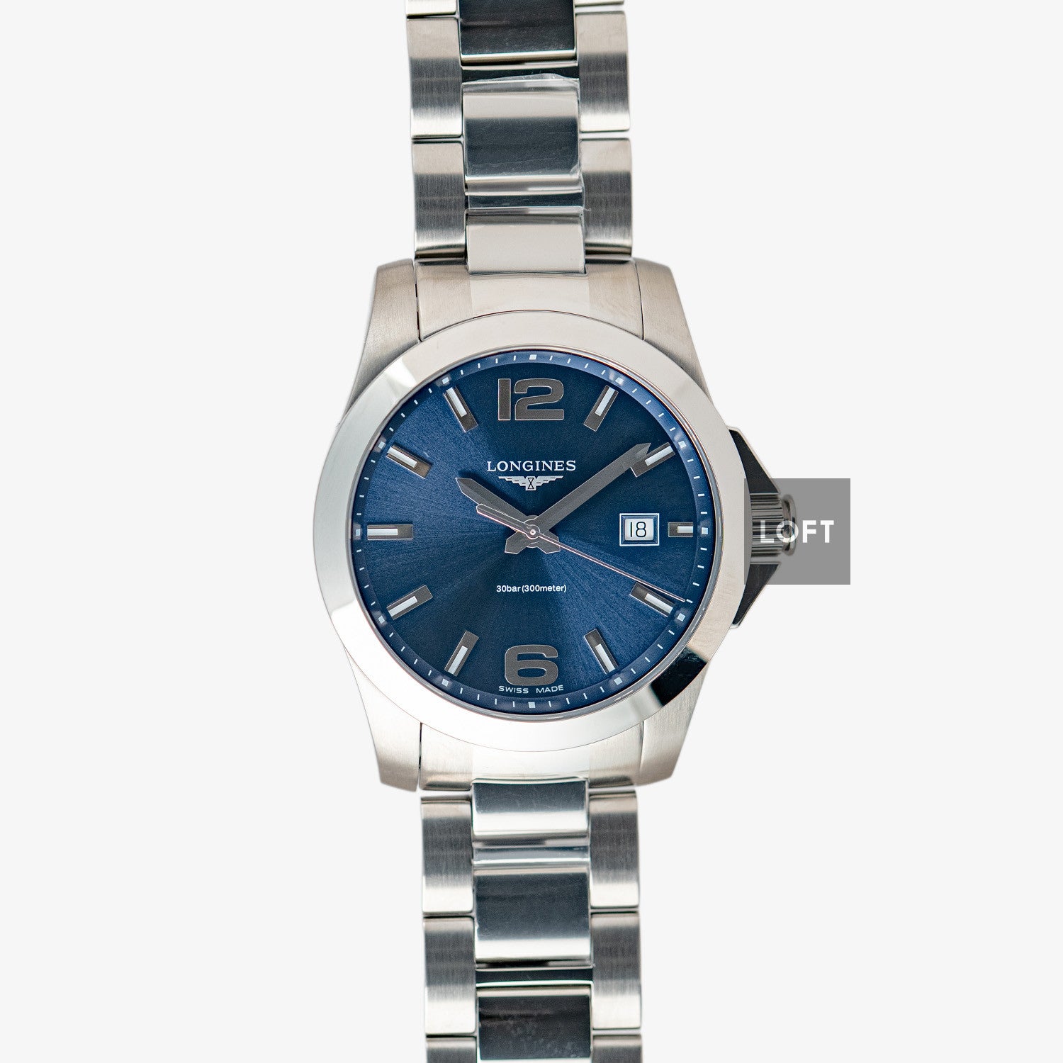 Longines Conquest Quartz Blue Sunburst Dial 41mm