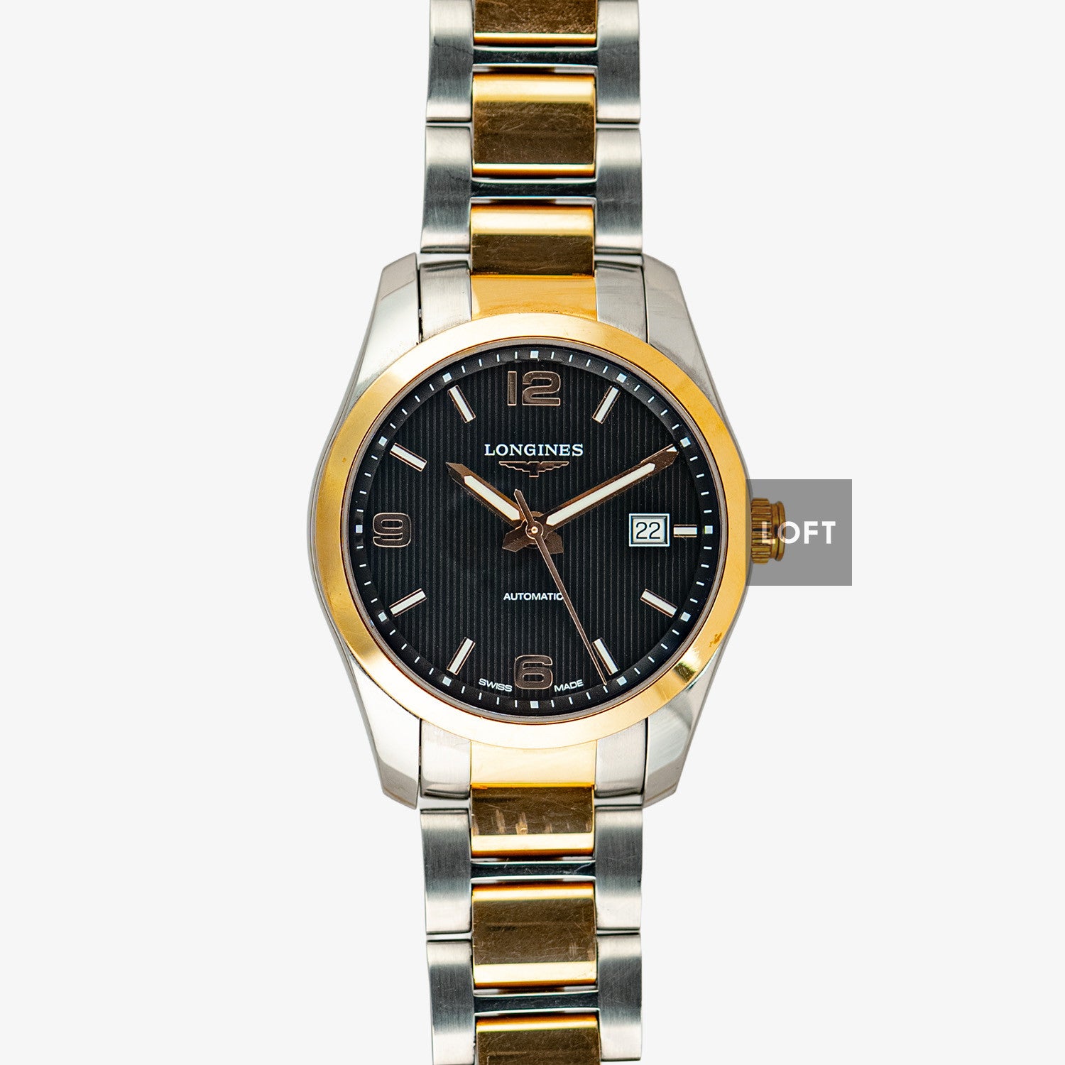 LONGINES Conquest レディース腕時計 ゴールド/ブラック Longines Conquest Watch Ladies gold plated Stainless Steel