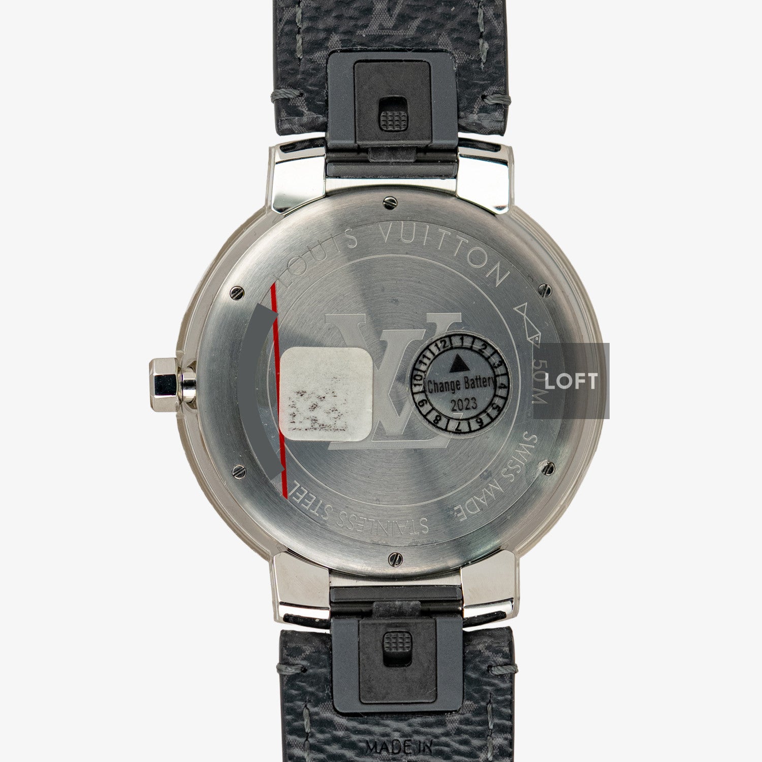 Louis Vuitton Tambour Slim Monogram Quartz Date Silver Dial 39mm