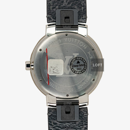 Louis Vuitton Tambour Slim Monogram Quartz Date Silver Dial 39mm