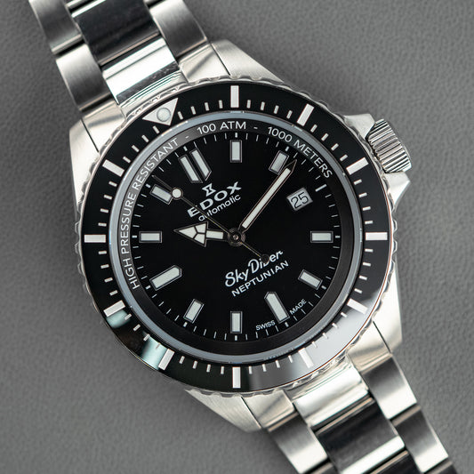 Edox SkyDiver Neptunian Automatic Black 44mm