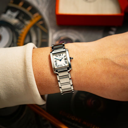 Cartier Tank Française Quartz Steel Silver Dial 20mm