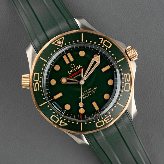 Omega Seamaster Diver 300M Green Sedna Gold Bezel 42mm