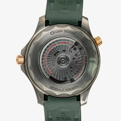 Omega Seamaster Diver 300M Green Sedna Gold Bezel 42mm