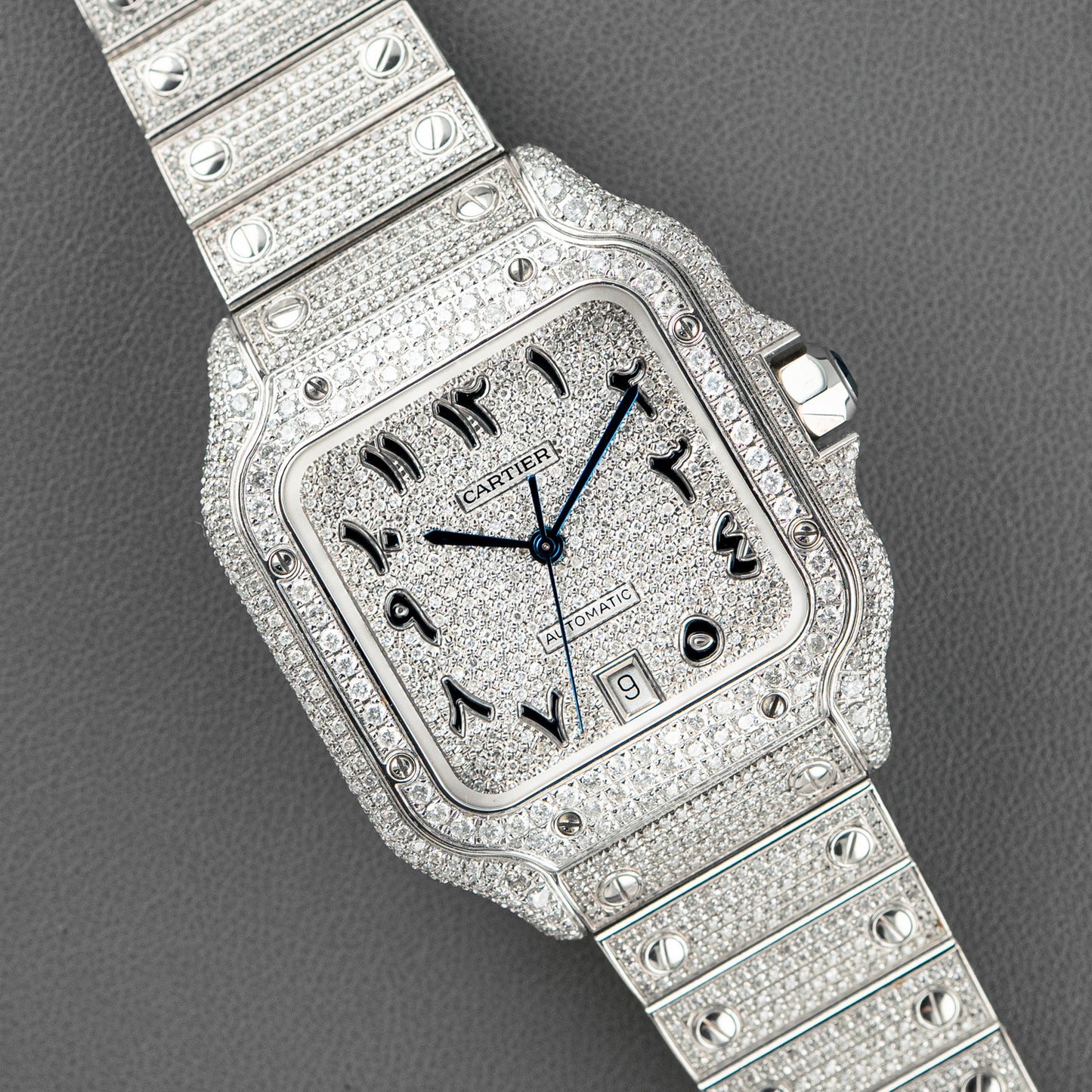 Cartier Santos Large "Iced Out" Automatic Steel 39.8mm