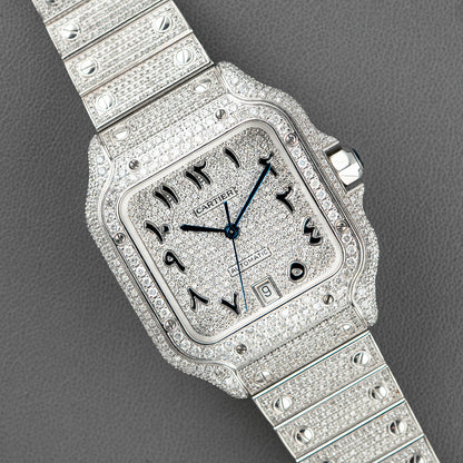 Cartier Santos Large "Iced Out" Automatic Steel 39.8mm
