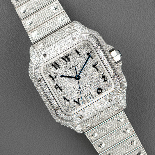 Cartier Santos Large "Iced Out" Automatic Steel 39.8mm