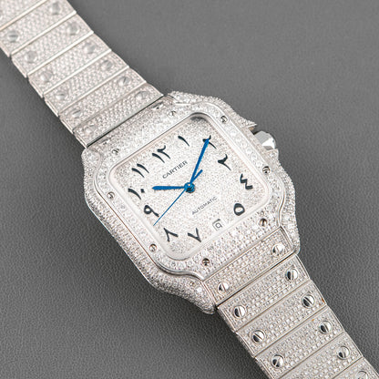 Cartier Santos Large "Iced Out" Automatic Steel 39.8mm