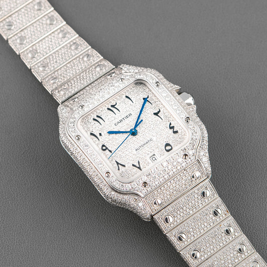 Cartier Santos Large "Iced Out" Automatic Steel 39.8mm