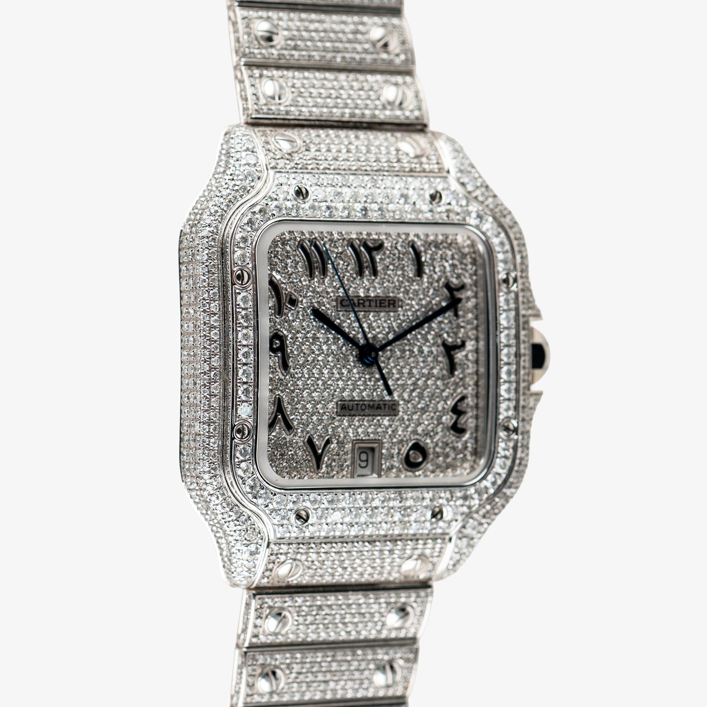Cartier Santos Large "Iced Out" Automatic Steel 39.8mm