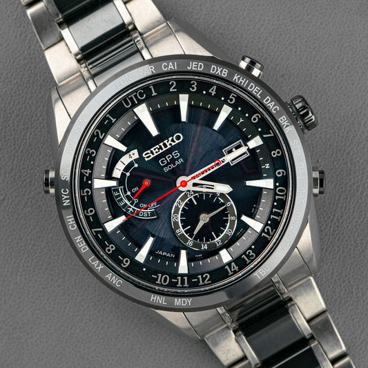 Seiko Astron GPS Solar Chronograph Black Dial 45mm