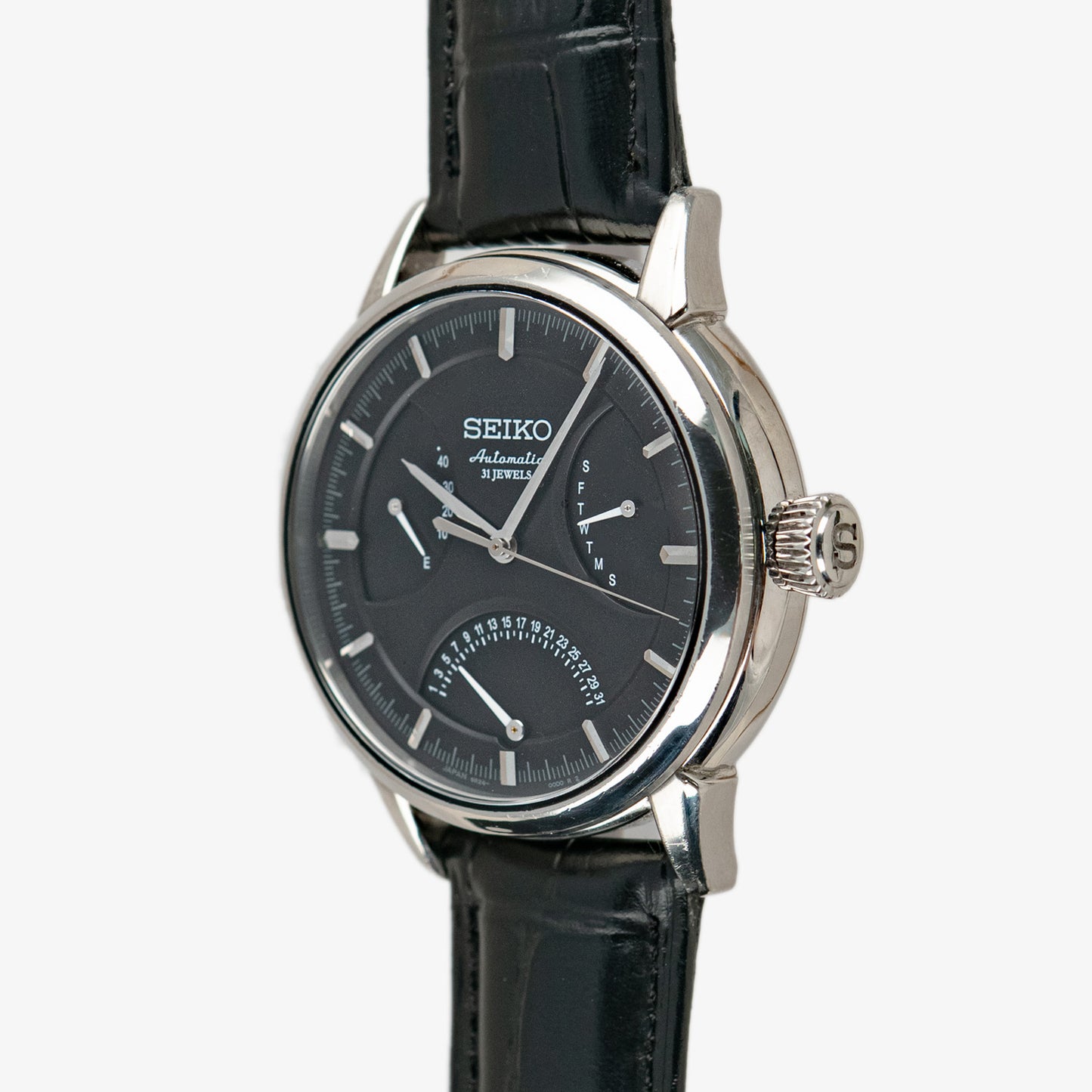 Seiko Automatic Power Reserve Retrograde Black 40.5mm