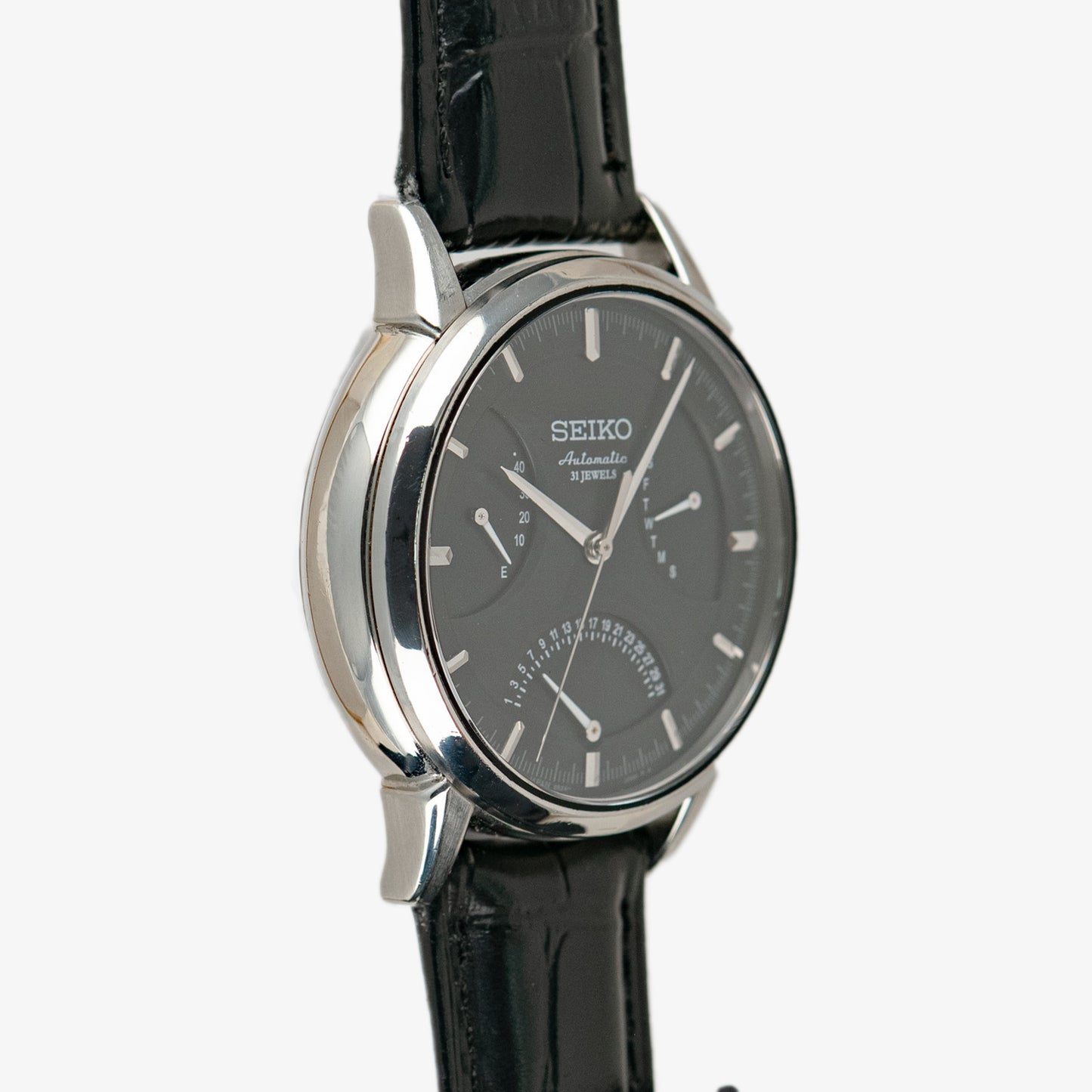 Seiko Automatic Power Reserve Retrograde Black 40.5mm
