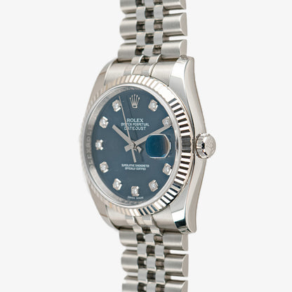 Rolex Datejust 116234 Steel/White Gold Diamonds Blue 36mm