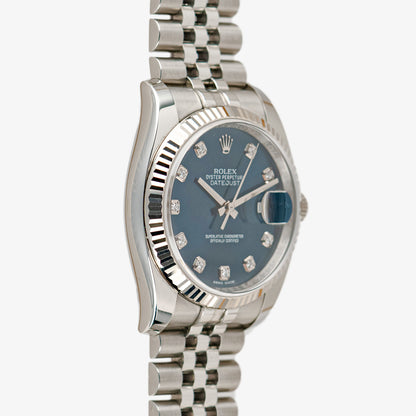 Rolex Datejust 116234 Steel/White Gold Diamonds Blue 36mm