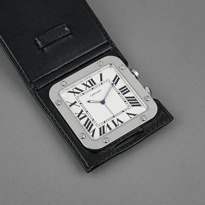Cartier Santos Travel Alarm Clock White Dial 54mm