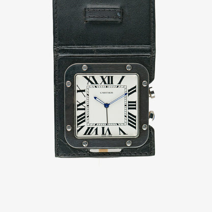 Cartier Santos Travel Alarm Clock White Dial 54mm
