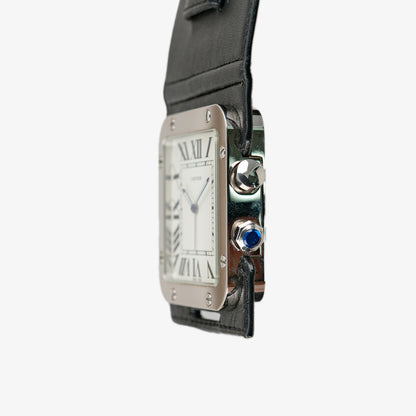 Cartier Santos Travel Alarm Clock White Dial 54mm