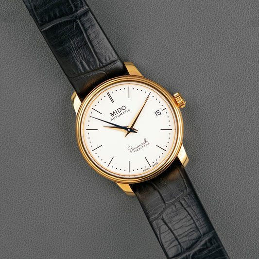 Mido Baroncelli Automatic White Dial Golden PVD 33mm