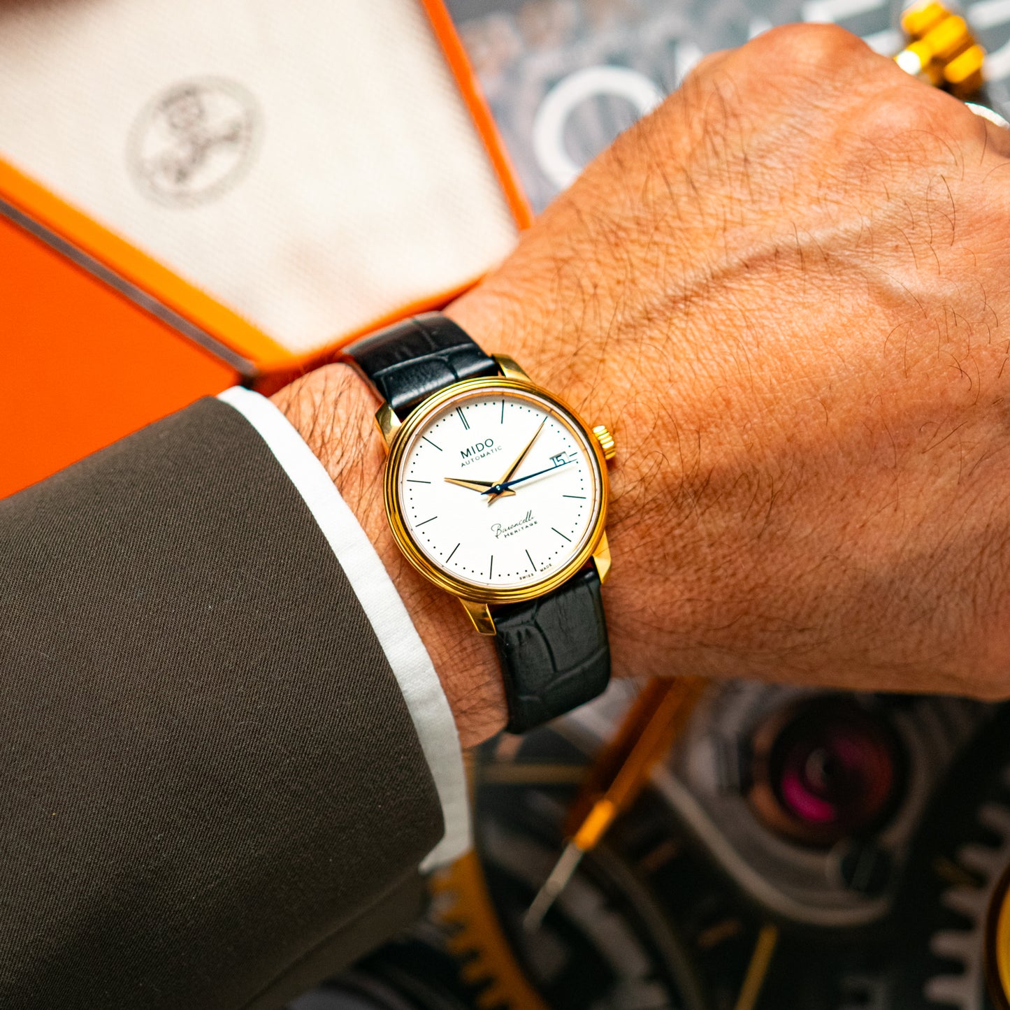 Mido Baroncelli Automatic White Dial Golden PVD 33mm