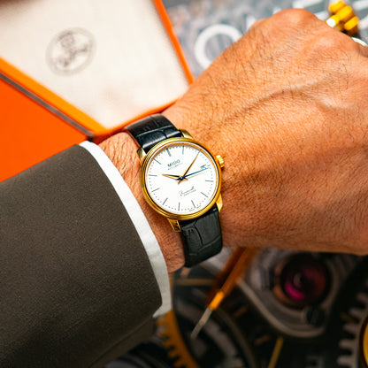 Mido Baroncelli Automatic White Dial Golden PVD 33mm