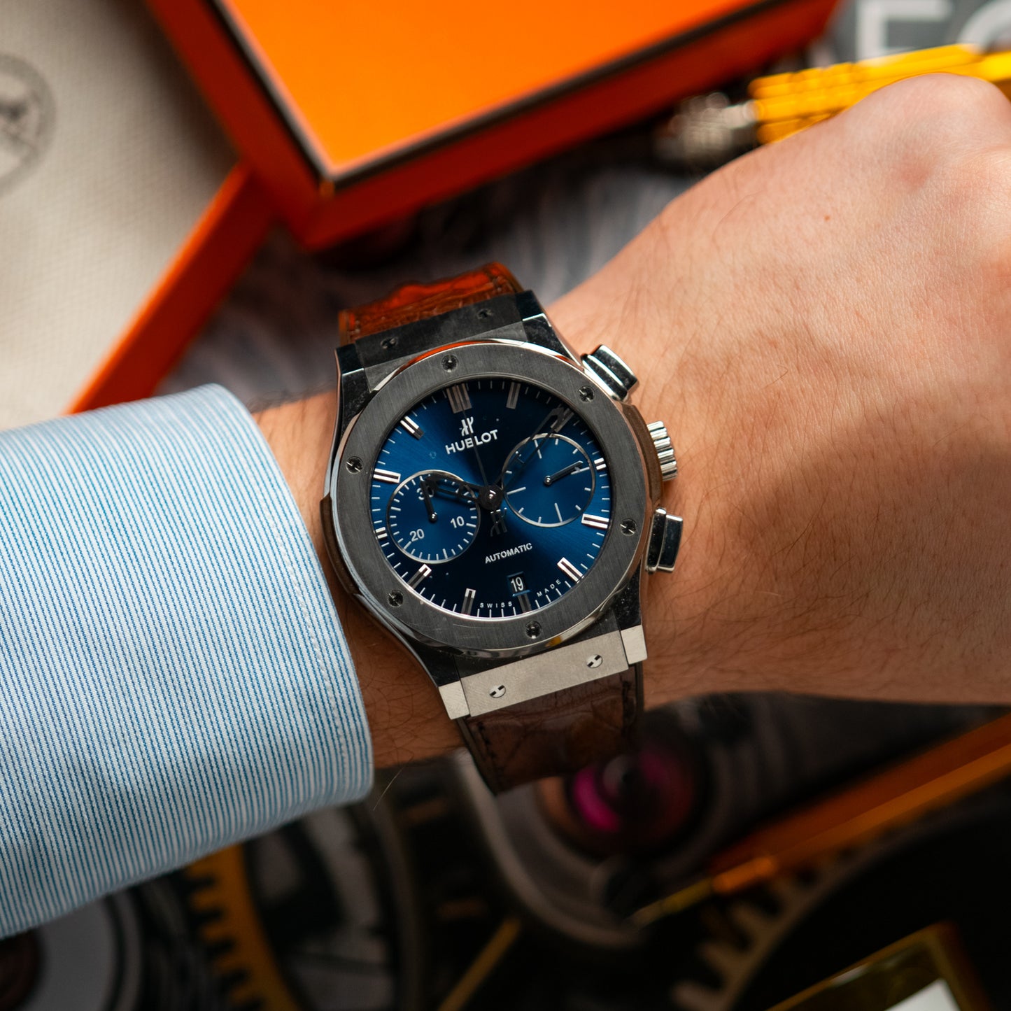 Hublot Classic Fusion Titanium Chronograph Blue 45mm