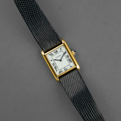 Cartier Tank Vermeil Manual Wind Silver Gold-Plated 23mm