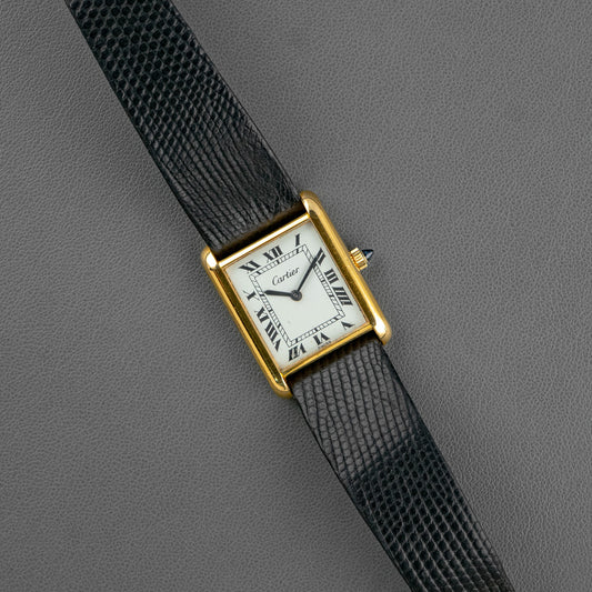 Cartier Tank Vermeil Manual Wind Silver Gold-Plated 23mm