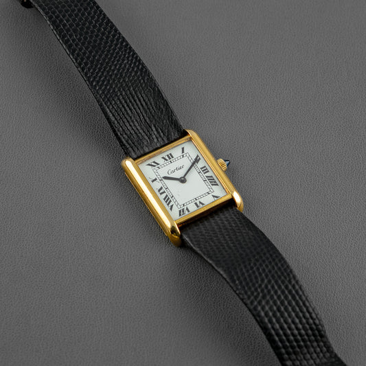 Cartier Tank Vermeil Manual Wind Silver Gold-Plated 23mm