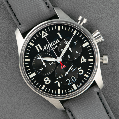 Alpina Startimer Pilot Big Date Chronograph Black Dial 44mm