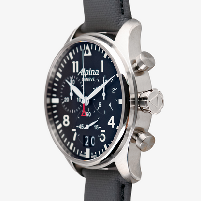 Alpina Startimer Pilot Big Date Chronograph Black Dial 44mm