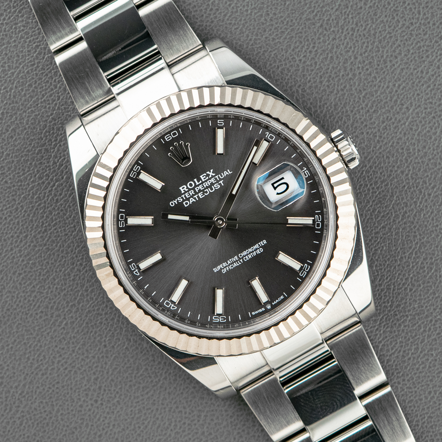 Rolex Datejust Automatic Fluted Bezel Rhodium Dial 41mm