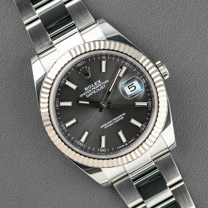 Rolex Datejust Automatic Fluted Bezel Rhodium Dial 41mm