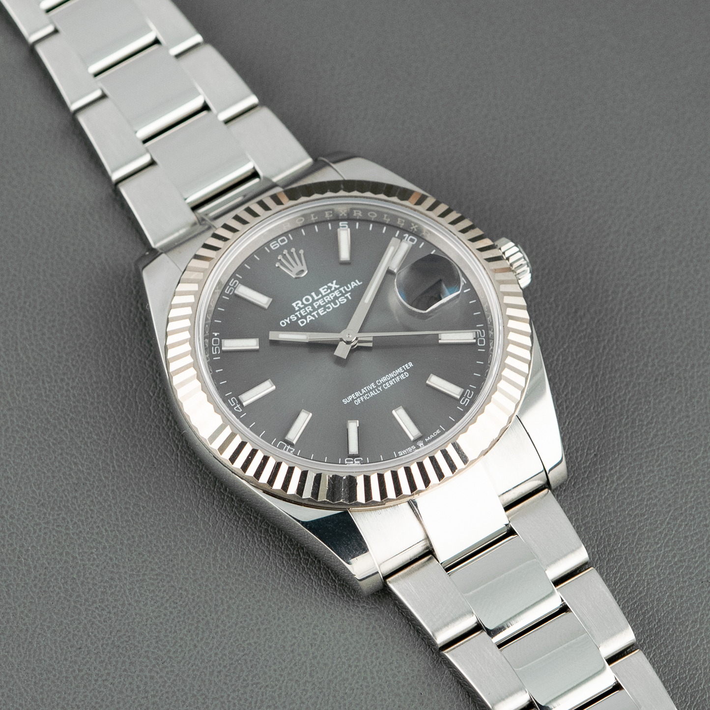 Rolex Datejust Automatic Fluted Bezel Rhodium Dial 41mm