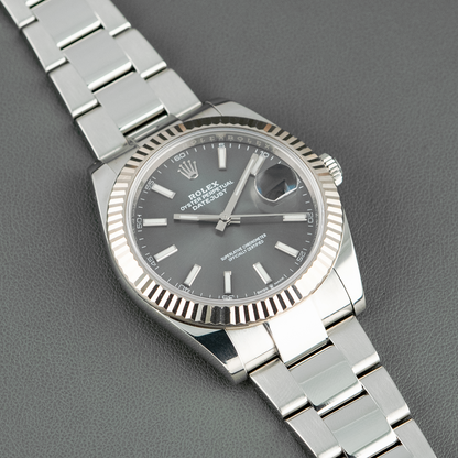 Rolex Datejust Automatic Fluted Bezel Rhodium Dial 41mm